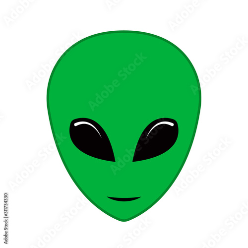 Green alien face. Extraterrestrial head icon vector illustration