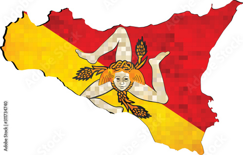 Grunge Sicily map with flag inside - Illustration,  The head of the Gorgon Medusa