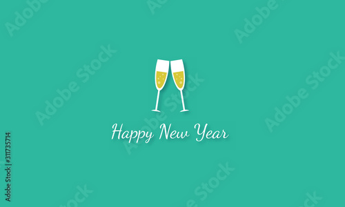 New year design with champagne glasses