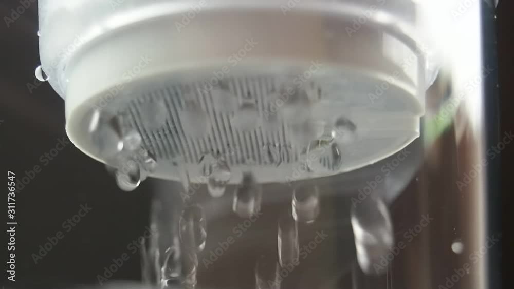 Drop bubbles water with water filter cartridge