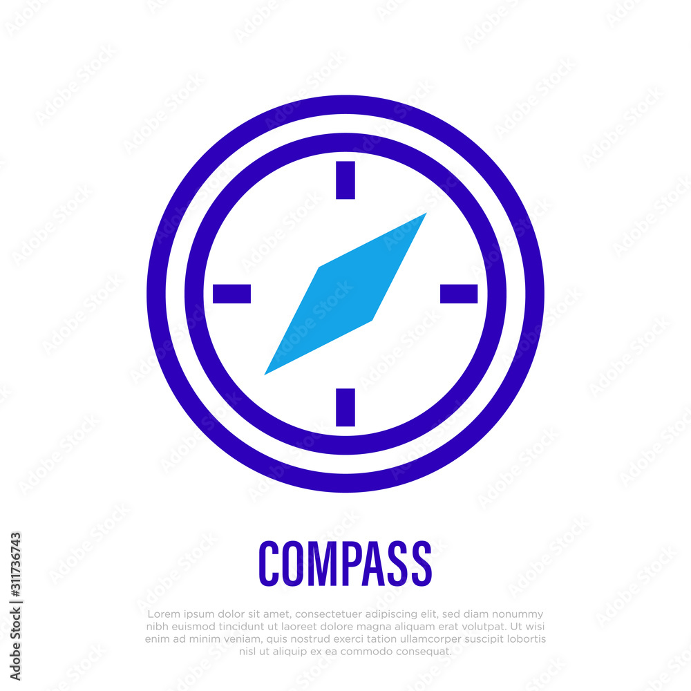 Compass thin line icon. Navigation equipment. Vector illustration. Compass thin line icon. Navigation equipment. Vector illustration.