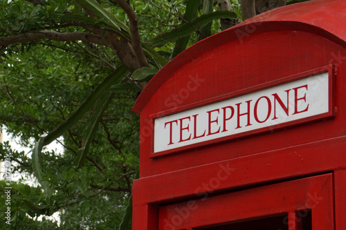 Traditional Red pay phone or telephone box   telephone booth - English style
