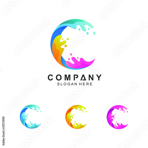 Letter C Waves Logo Design