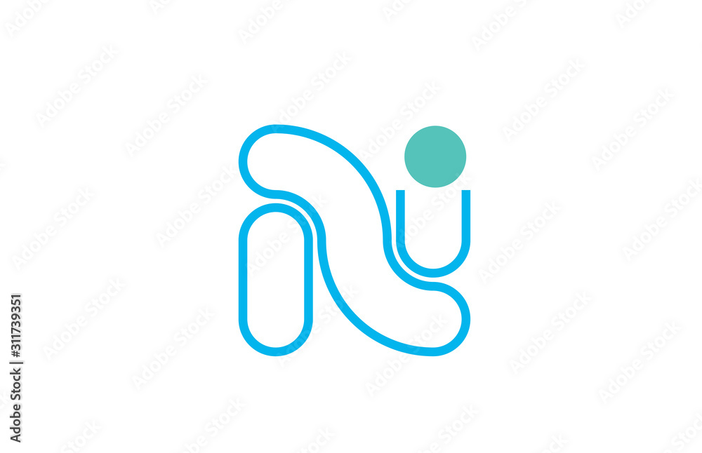 letter n logo line alphabet design icon in blue and green for business with dot letter n logo line alphabet design icon in blue and green for business with dot