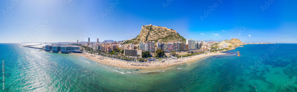 Panoramic aerial view of the beach of Alicante