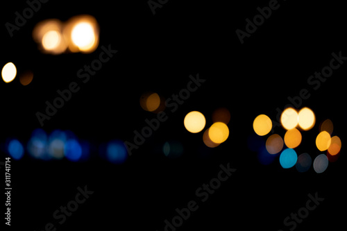 Beautiful and different colours bokeh lights of the night city.