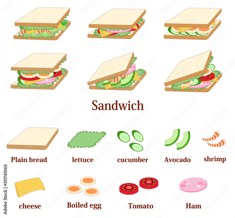 サンドイッチ　List of sandwiches and their ingredients