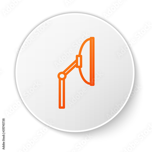 Orange line Windscreen wiper icon isolated on white background. White circle button. Vector Illustration