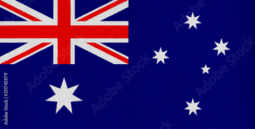 National flag of Australia on a cotton texture background
