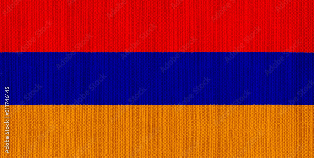 Fototapeta premium National flag of Armenia on a cotton texture background