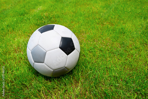 Soccer ball on the field close-up. Lifestyle.