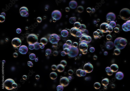 Multicolor bubble on black background 15