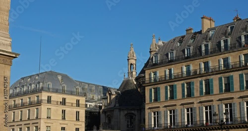 Rue de Rivoli, 1st and 4th arrondissement, Paris, Île-de-France, France. In the background is the prostetant church 