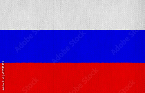 National flag of Russia on a cotton texture background