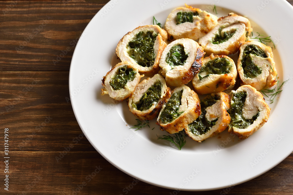 Stuffed chicken fillet with spinach and cheese Stuffed chicken fillet with spinach and cheese