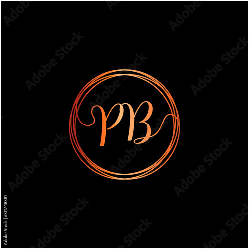 initial letter PB handwritten with circle element template. Creative beauty fashion or clothing. Initial logo of the couple's name in the style of a hand drawing for the concept of marriage - vector