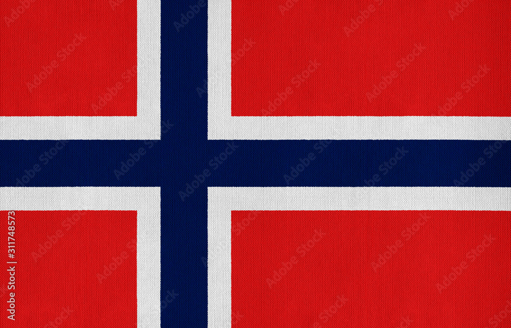 National flag of Norway on a cotton texture background National flag of Norway on a cotton texture background