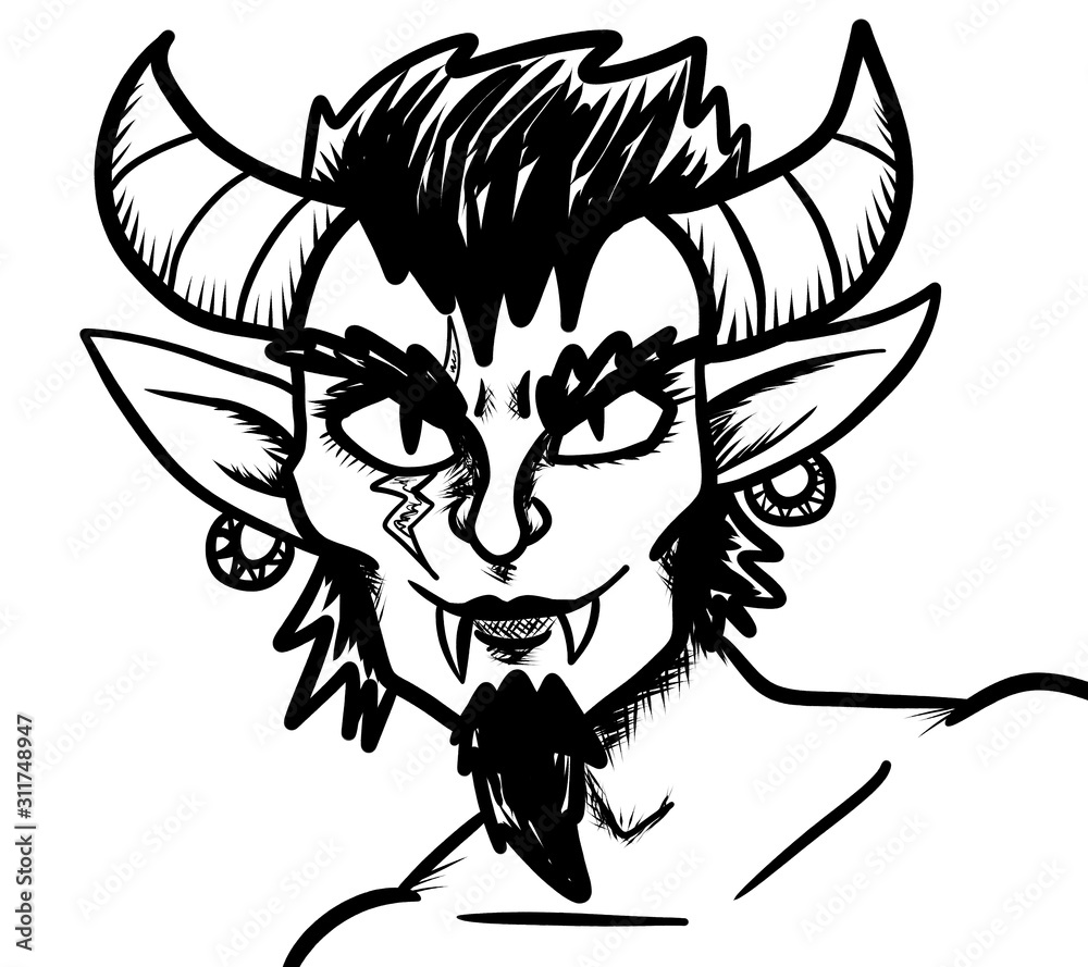 Stylized Doodle of the Devil