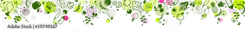 healthy & colourful food banner 1 – top border - vector illustration