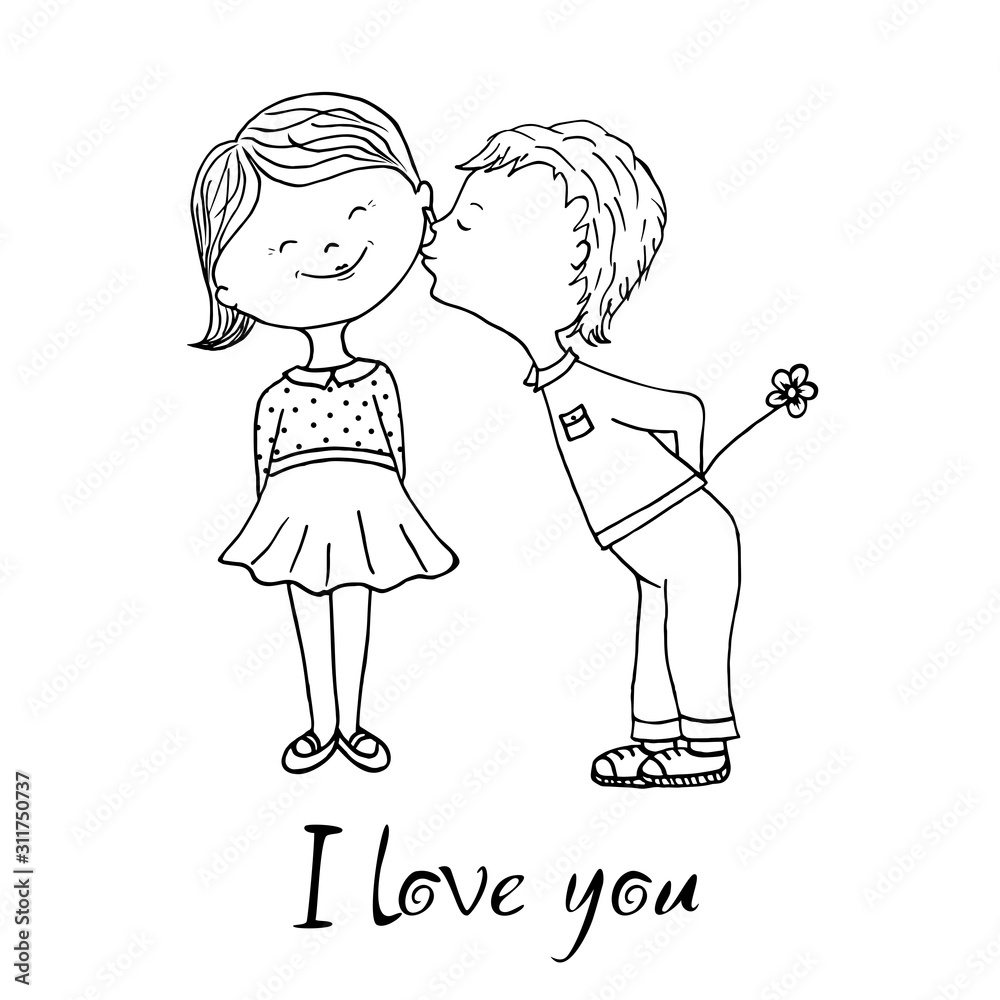 A boy and a girl are about to kiss, in celebration of Valentine's day