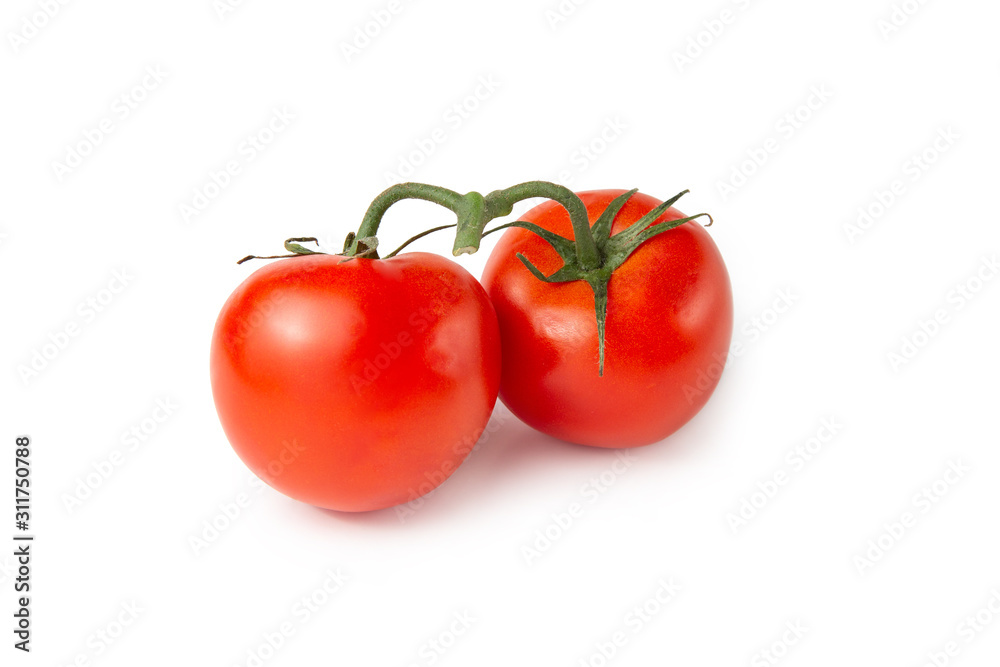 Several tomatoes on a white isolated background. Fresh vegetables. Several tomatoes on a white isolated background. Fresh vegetables.