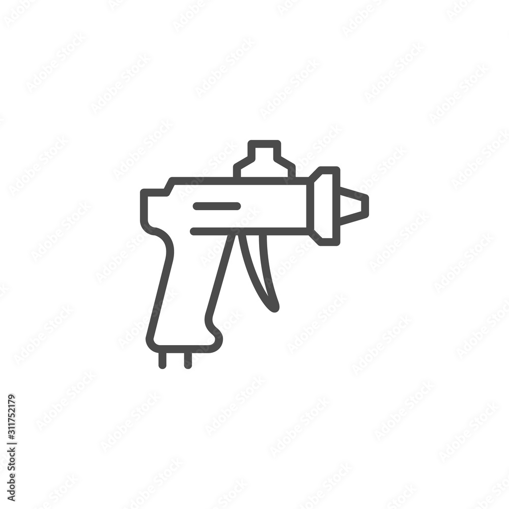 Compressor paint gun line outline icon Compressor paint gun line outline icon