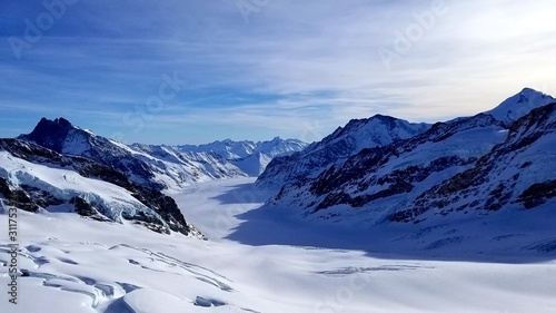 switzerland glacier with snow and mountains