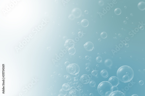 Soap bubbles on pastel natural background for kid and spring