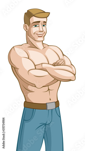 Strong man on a white background