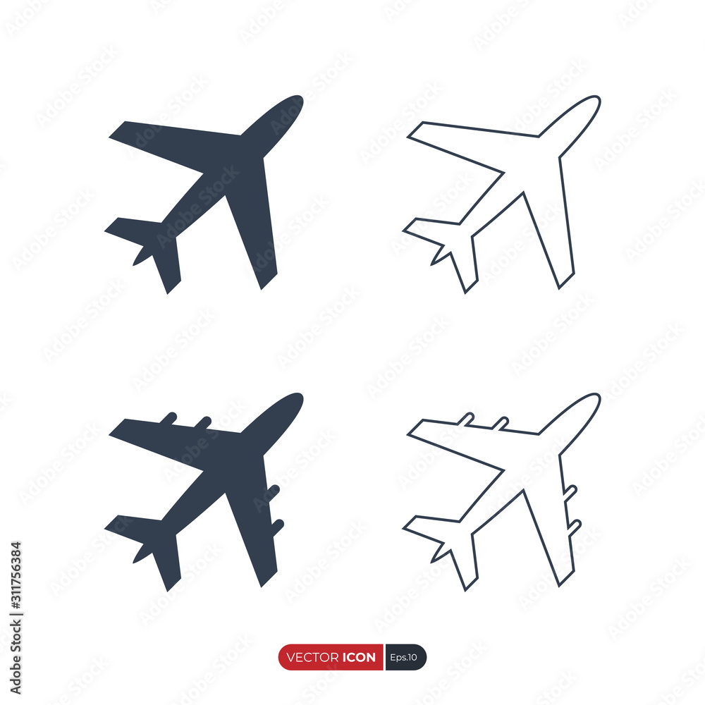 Plane Icons Set. Fill and Outline Flat Vector Icon Design Template Element Plane Icons Set. Fill and Outline Flat Vector Icon Design Template Element