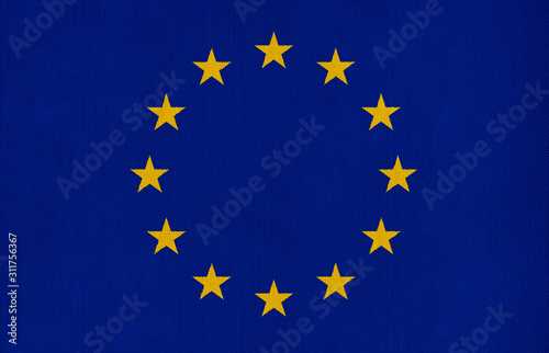 National flag of European Union on a cotton texture background