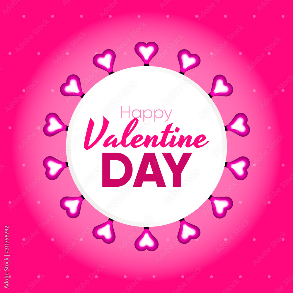 valentine day card with lamp love pink