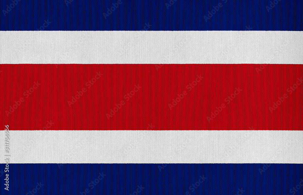 National flag of Costa Rica on a cotton texture background