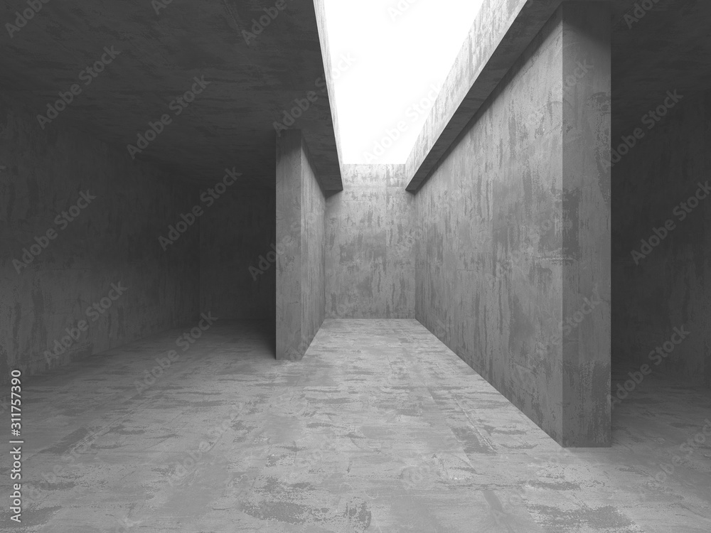 Dark concrete empty room. Modern architecture design Dark concrete empty room. Modern architecture design