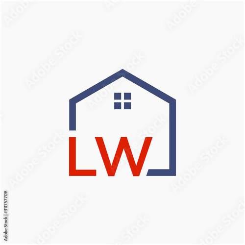 letter LW with  home element. initial L W Real Estate concept. Construction logo template  Home and Real Estate icon. Housing Complex Simple Vector Logo Template. - vector