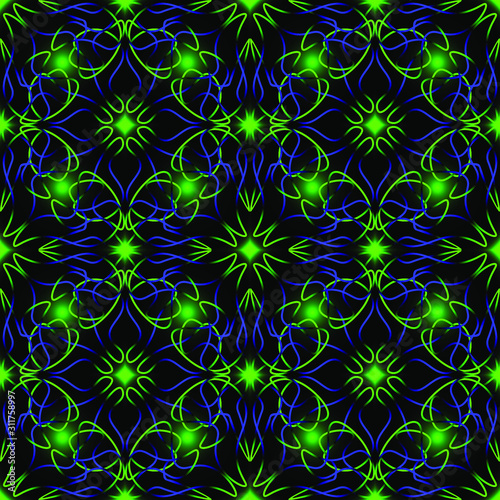 Seamless endless repeating ornament of blue shades