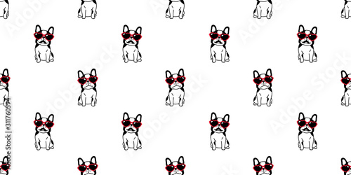 dog seamless pattern french bulldog valentine vector heart sunglasses scarf isolated repeat wallpaper tile background cartoon doodle illustration design © CNuisin