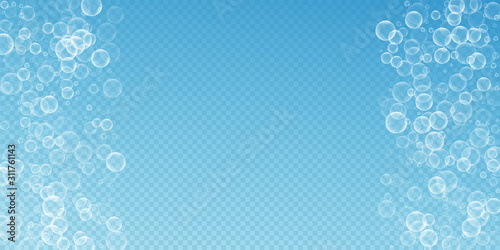 Random soap bubbles abstract background. Blowing b