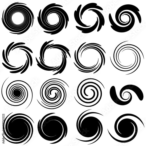 Vector - Swirl black stripes isolate on white background.Collection of Spirals.