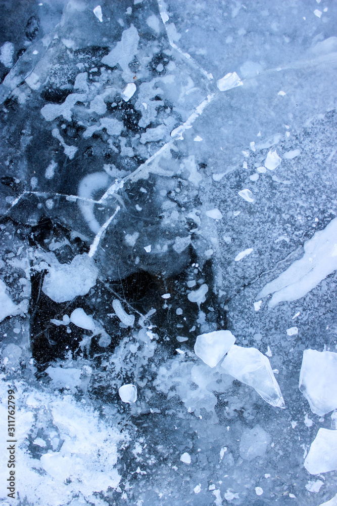 Fototapeta premium Shards of frozen river ice.