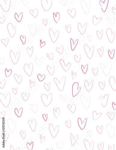 White with pink hearts background for Valentine s Day