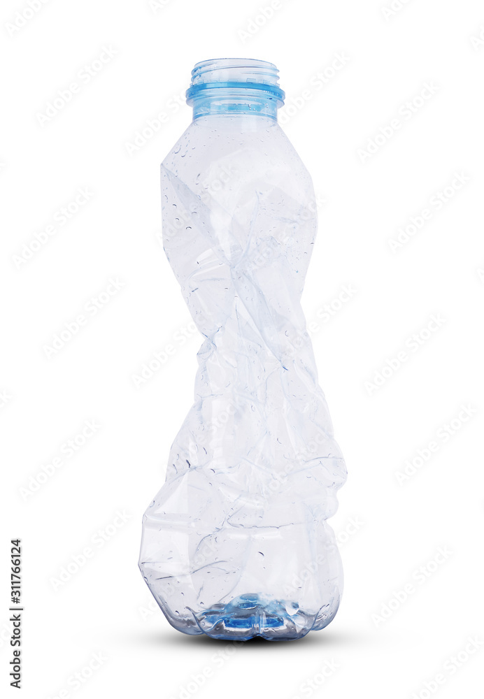 crumpled small plastic water bottle crumpled small plastic water bottle