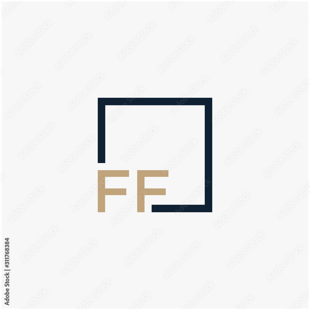 Obraz premium letter FF Logo design with square frame line. business consulting concept. studio, room, group icon. - vector