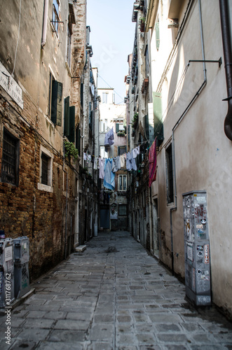A narrow street in Venice  Italy