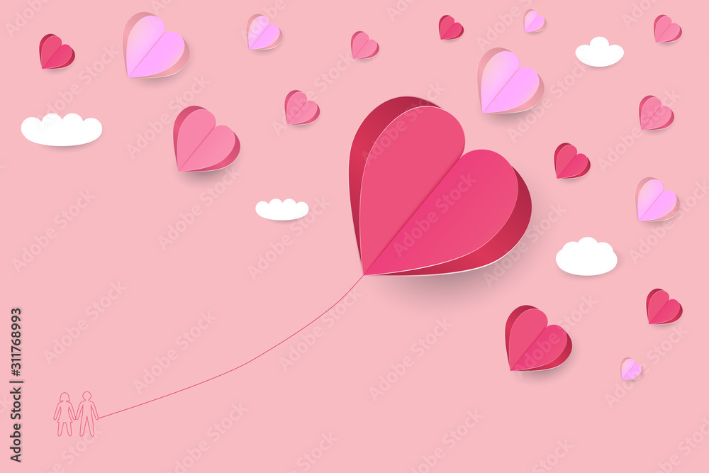 EPS 10 vector. Balloons in a shape of heart. Valentines day concept.