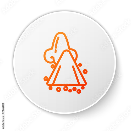 Orange line Runny nose icon isolated on white background. Rhinitis symptoms, treatment. Nose and sneezing. Nasal diseases. White circle button. Vector Illustration