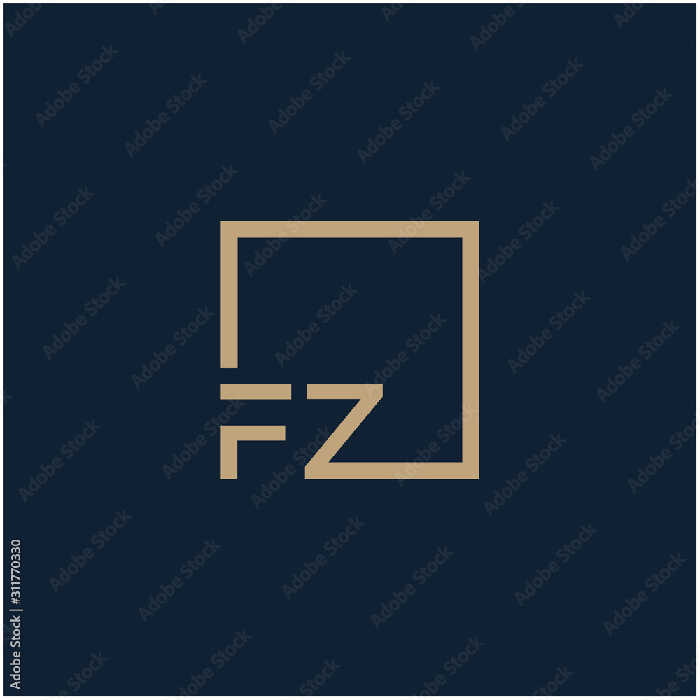 letter FZ Logo design with square frame line. business consulting concept. studio, room, group icon. - vector letter FZ Logo design with square frame line. business consulting concept. studio, room, group icon. - vector