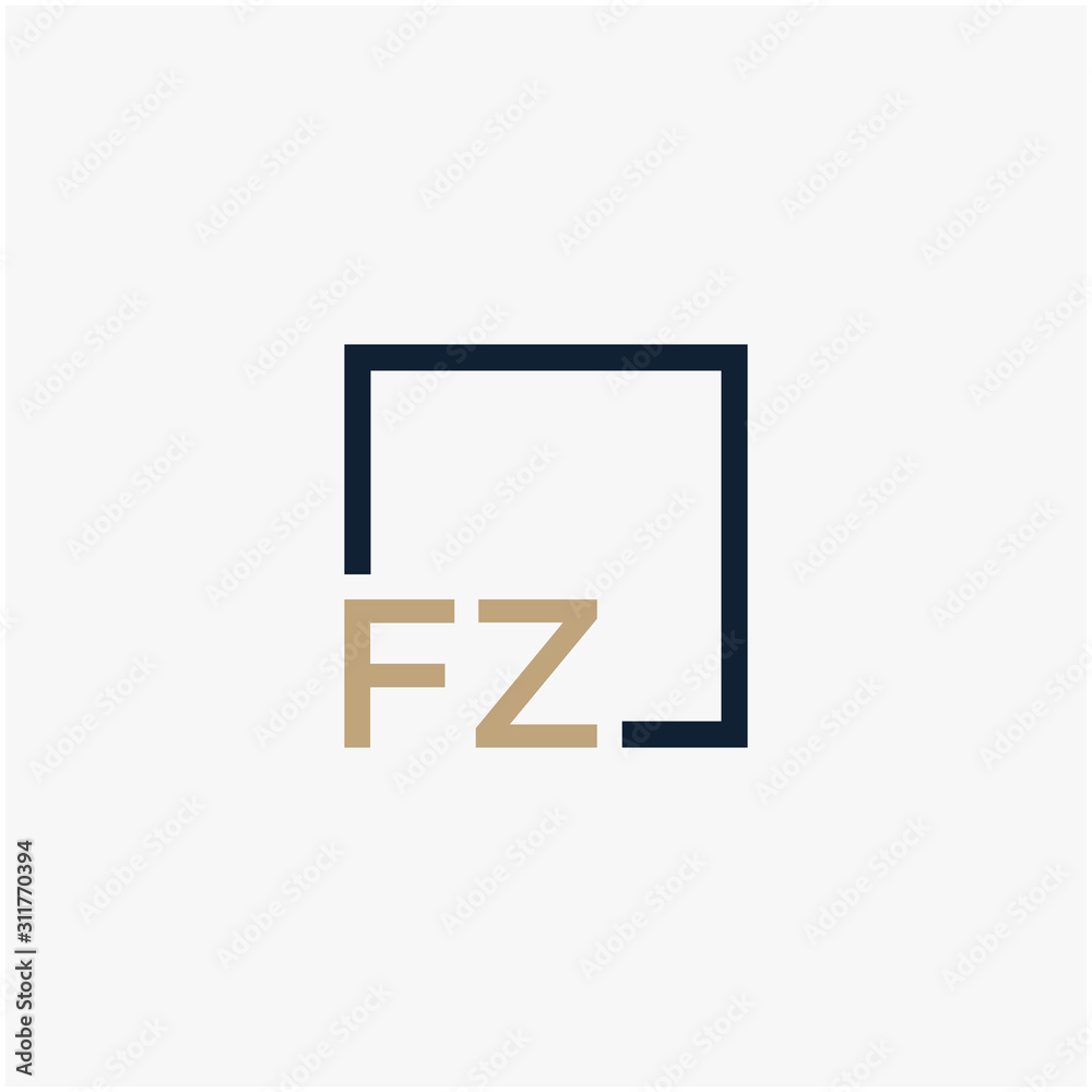 letter FZ Logo design with square frame line. business consulting concept. studio, room, group icon. - vector letter FZ Logo design with square frame line. business consulting concept. studio, room, group icon. - vector