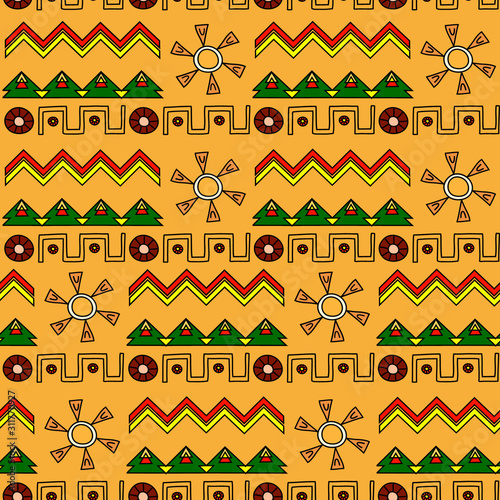 ethnic seamless pattern. Abstract background with colored stripes, Mayan style, Mexico, Brazil.