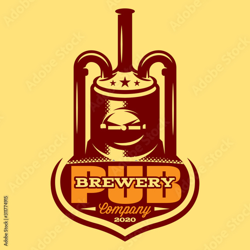 Vector color pattern with brewing machine in retro style
